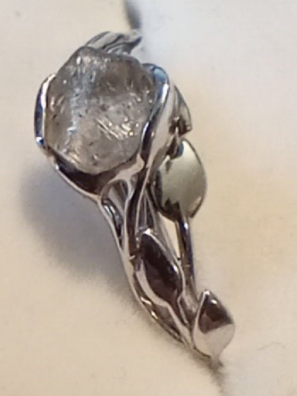 Custom 14K White Gold Ring with .87ct Rough Diamond